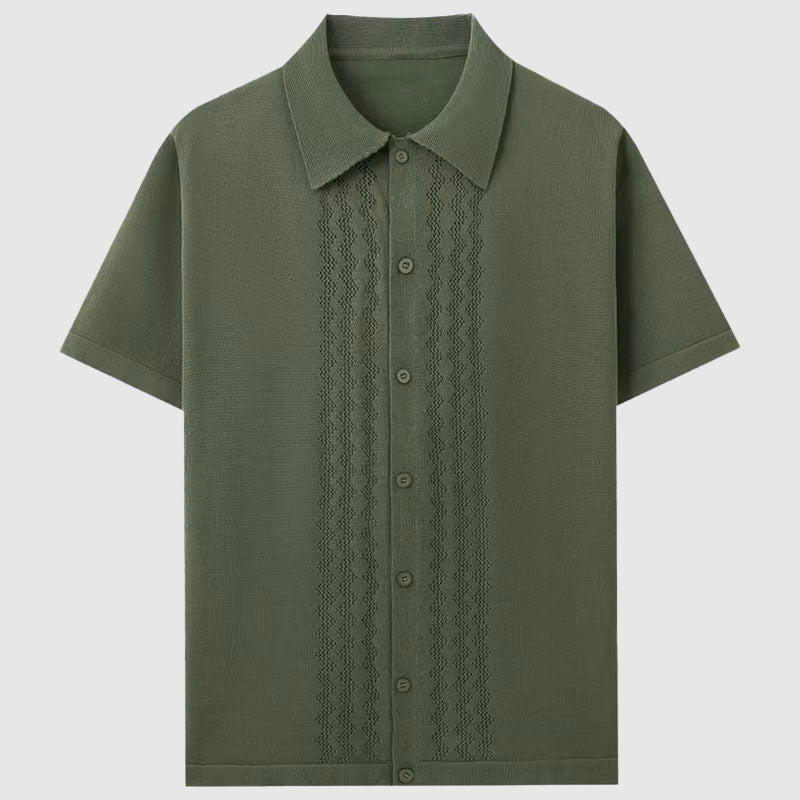 Elegant Short Sleeve Knitted Shirt for Men | Eliano