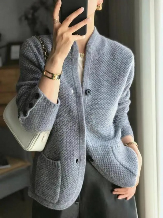 Timeless button-up cardigan with graceful fit for women | Elowen