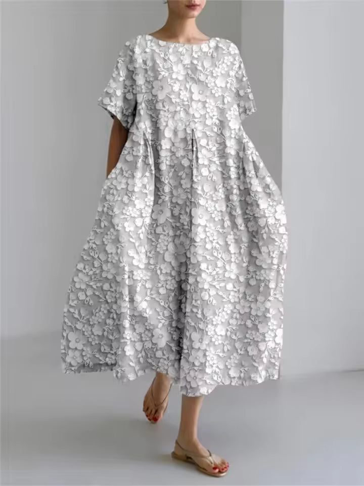 Elegant round neck loose flowing dress for women | Amanda