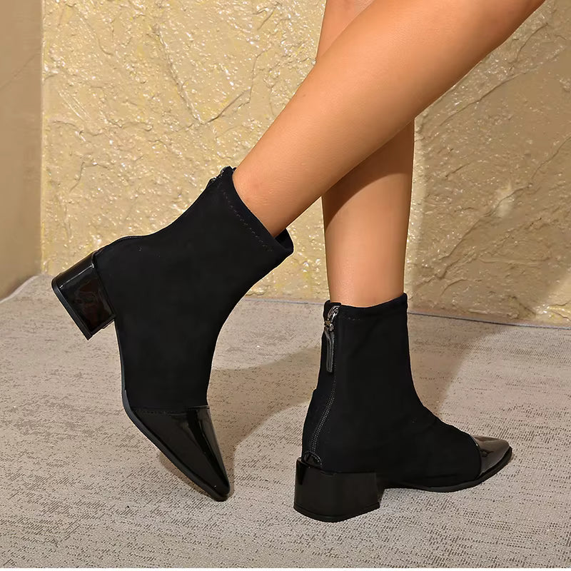 Refined ankle boots with block heel and modern accents for women | Selene