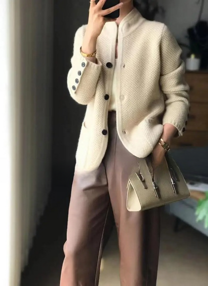 Timeless button-up cardigan with graceful fit for women | Elowen