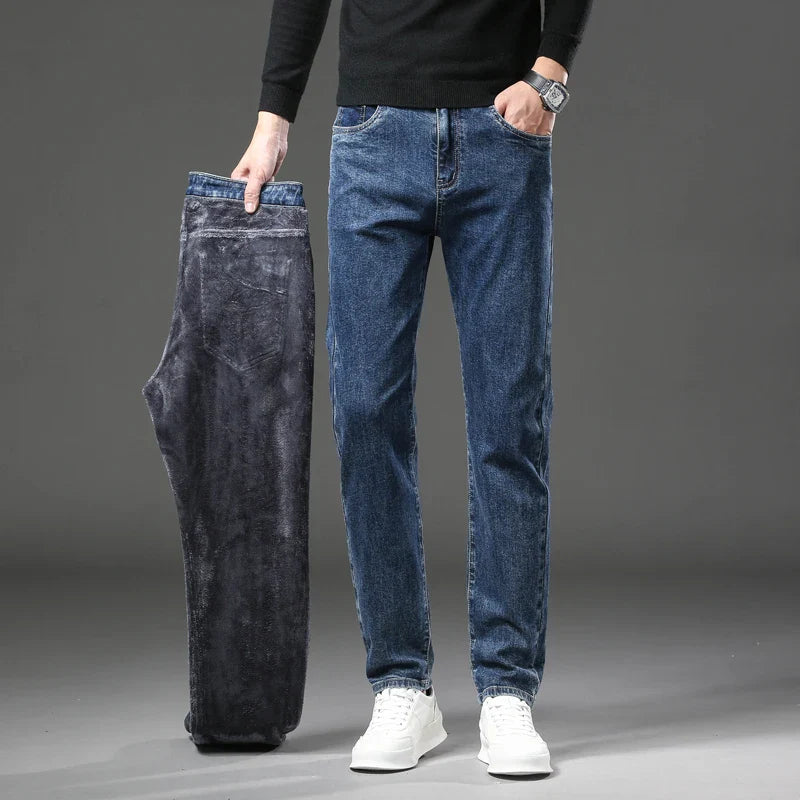 Fleece lined classic denim jeans for men | Kellan