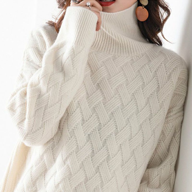 Oversized turtleneck knit sweater for women | Elowen