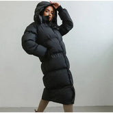 Women's Hooded Long Puffer Coat with Insulated Design