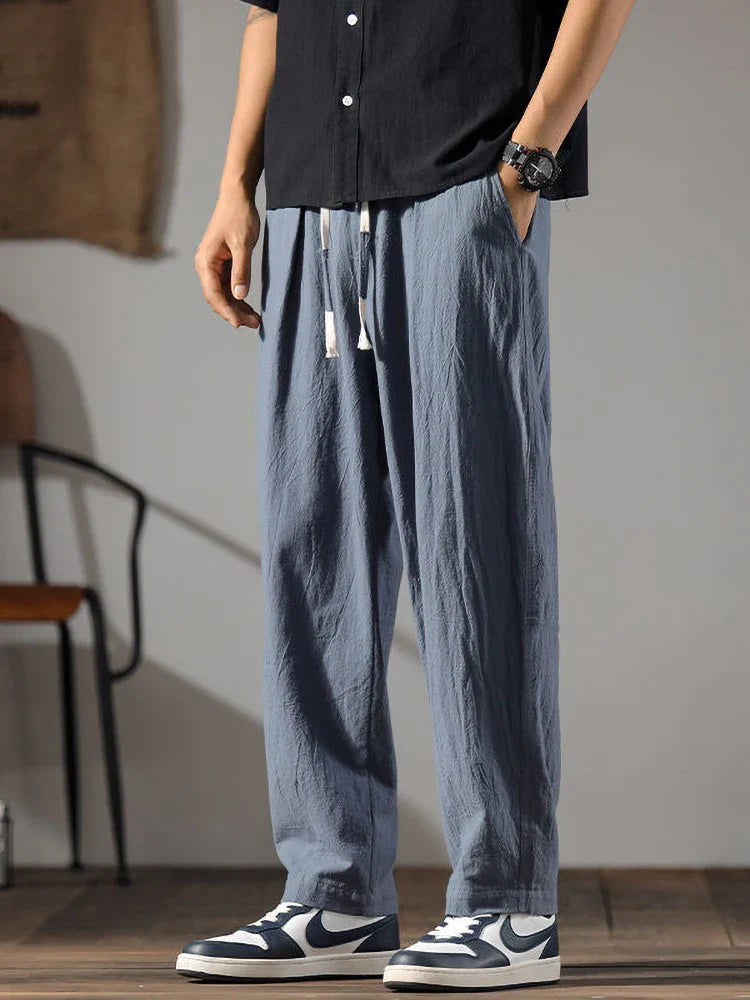 Relaxed drawcord straight leg pants for men | Solen