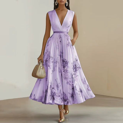Elegant pleated everyday maxi dress for women | Rowella