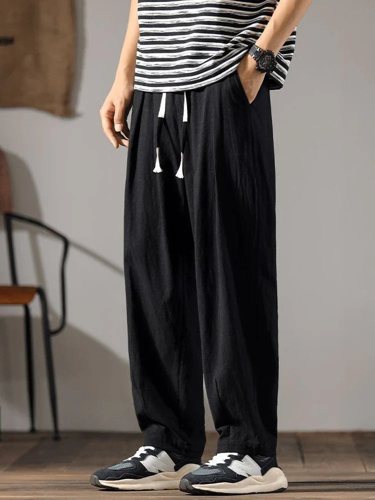 Relaxed drawcord straight leg pants for men | Solen