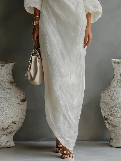 Textured linen one shoulder dress for women | Daisy