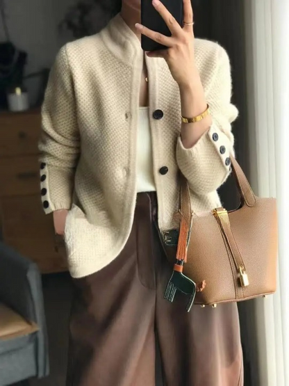 Timeless button-up cardigan with graceful fit for women | Elowen