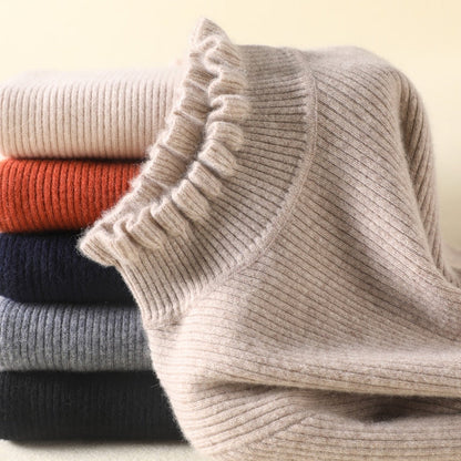 Faith | Women's Cashmere Lettuce Trim Turtleneck