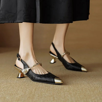 Elegant pearl strap slingback pumps for women | Elara