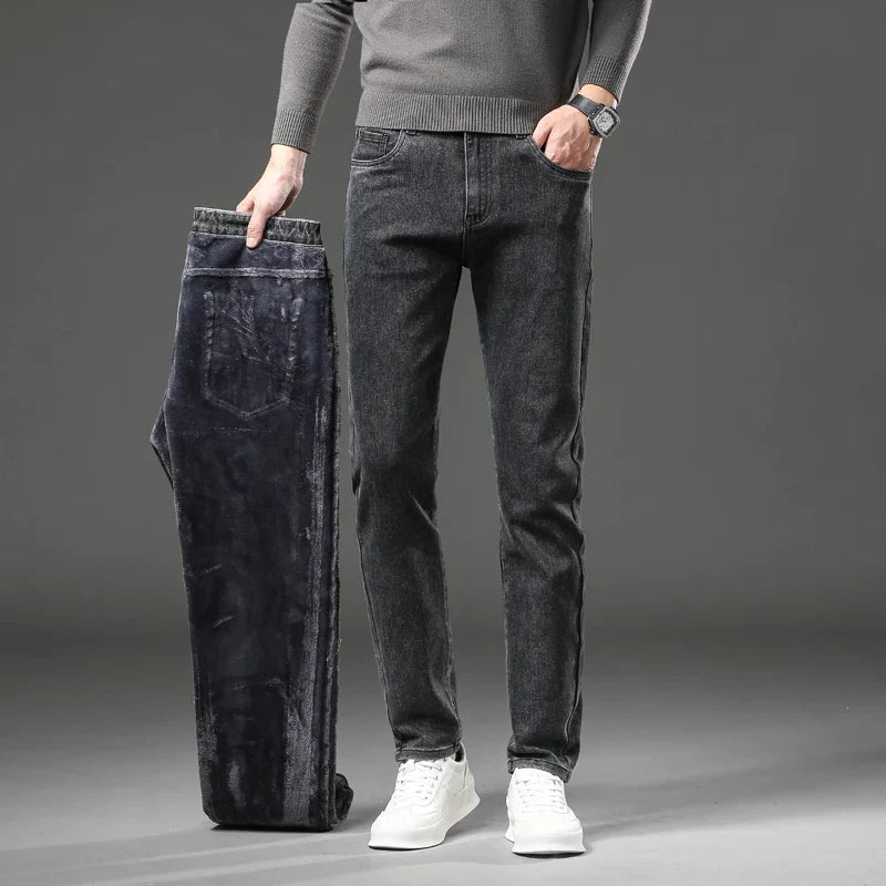 Fleece lined classic denim jeans for men | Kellan