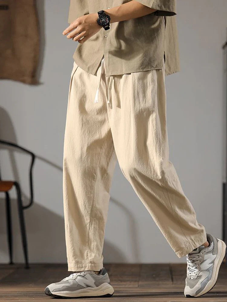 Relaxed drawcord straight leg pants for men | Solen
