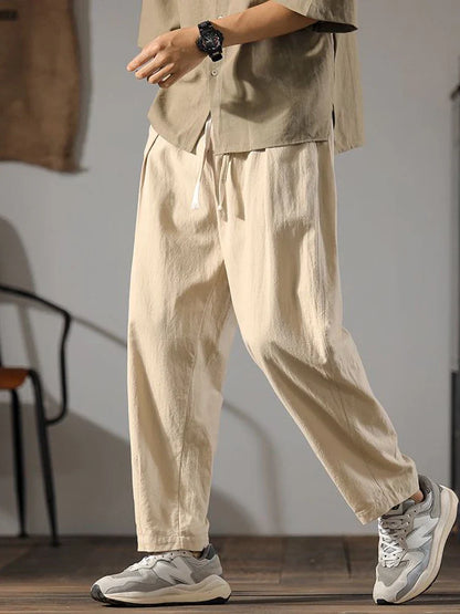 Relaxed drawcord straight leg pants for men | Solen