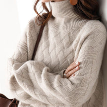Oversized turtleneck knit sweater for women | Elowen