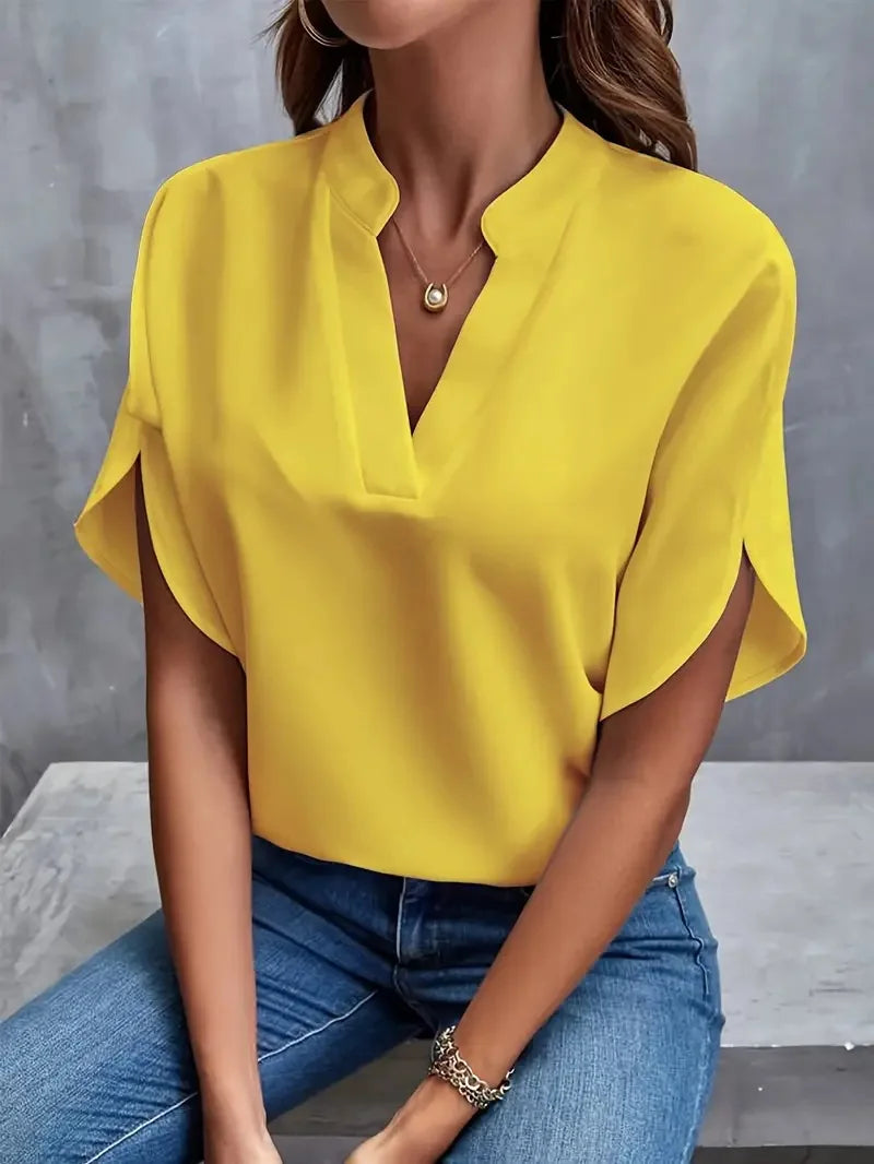 Elegant flowing V-neck blouse for women | Annemie