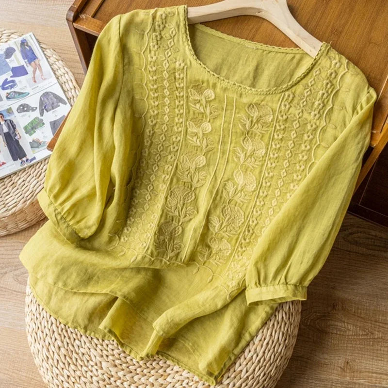 Flowing embroidered blouse for women | Celeste