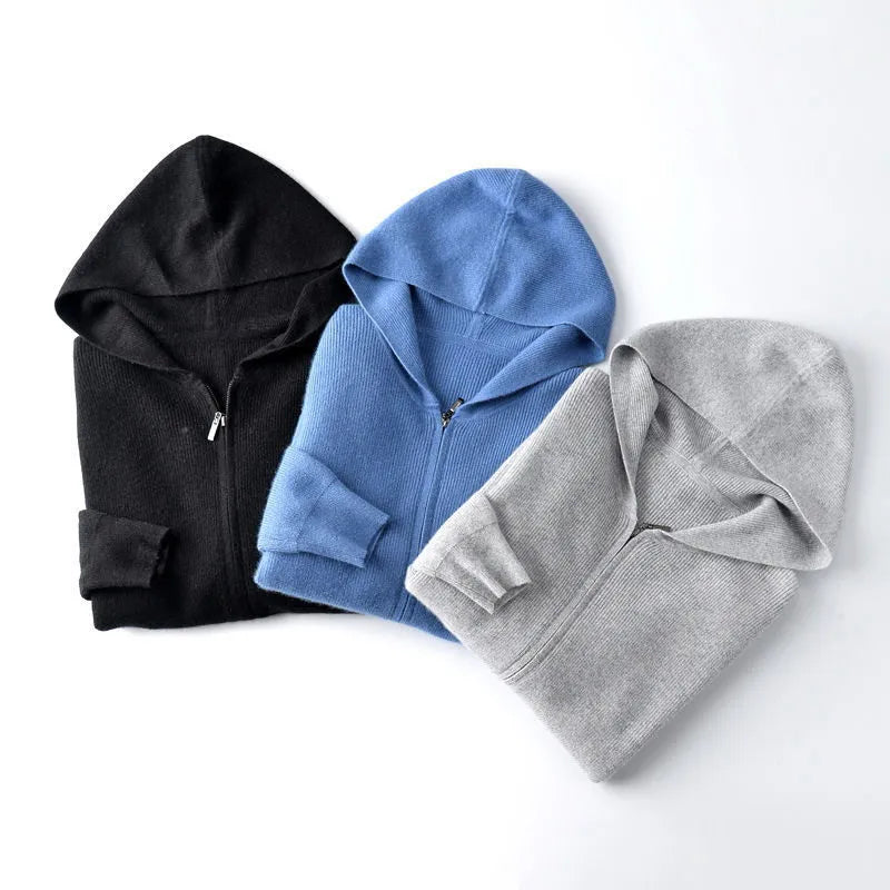 Elegant zip-up cashmere hoodie for women | Virella
