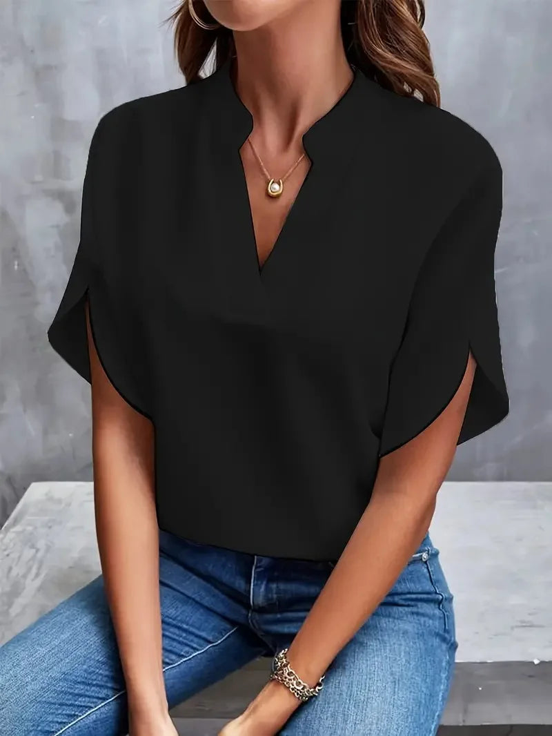 Elegant flowing V-neck blouse for women | Annemie
