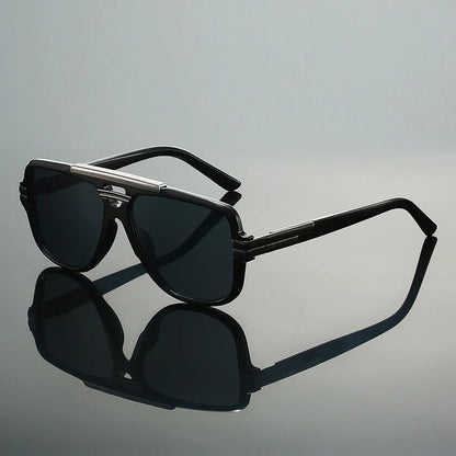 Oversized square aviator sunglasses with metal accents for men | Caelum