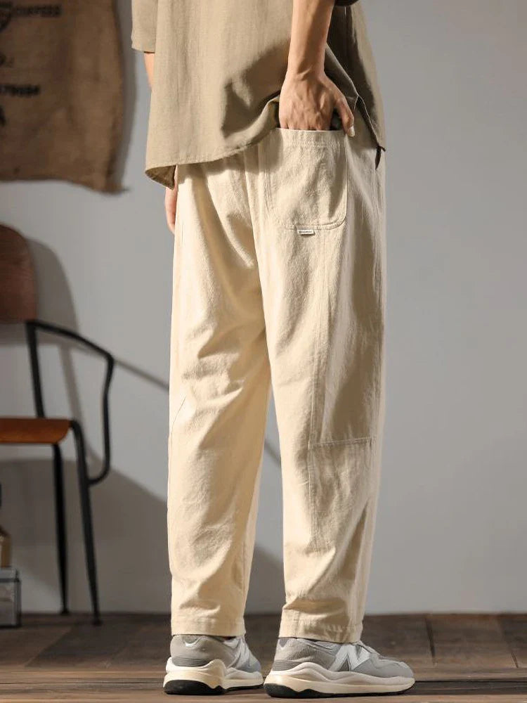 Relaxed drawcord straight leg pants for men | Solen