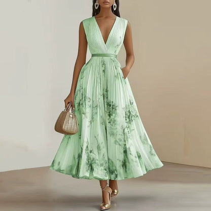 Elegant pleated everyday maxi dress for women | Rowella