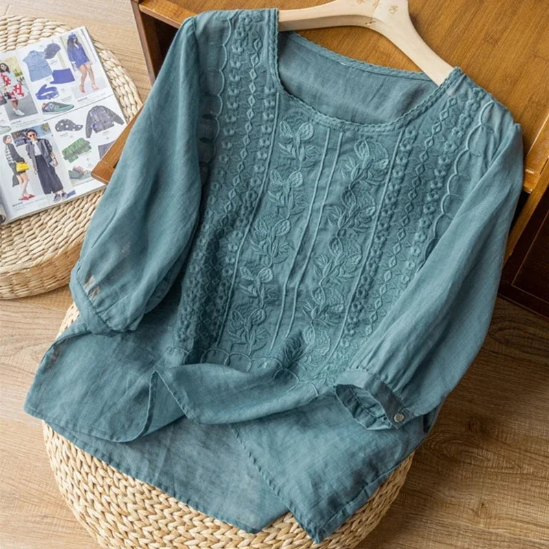 Flowing embroidered blouse for women | Celeste