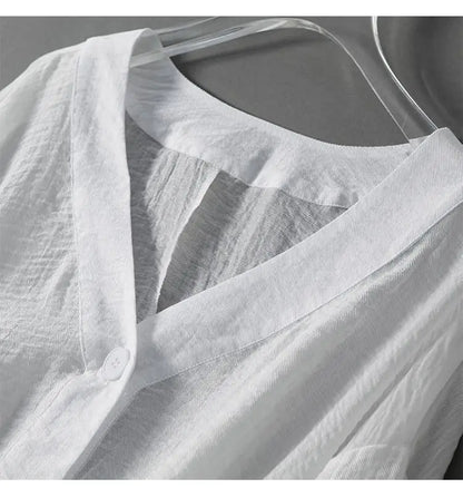 Cotton linen batwing sleeve blouse for women | Eliana