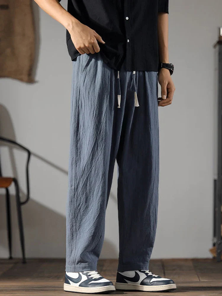 Relaxed drawcord straight leg pants for men | Solen