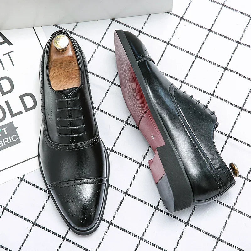 Classic leather brogue oxford dress shoes for men