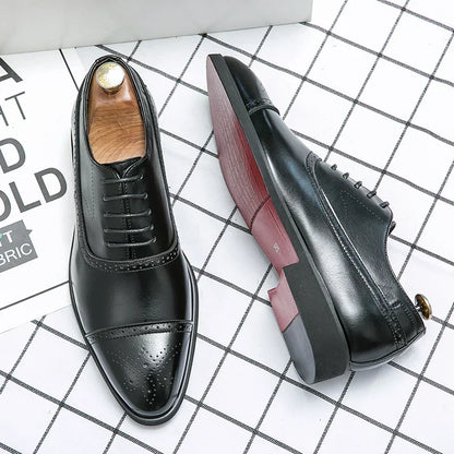 Classic leather brogue oxford dress shoes for men