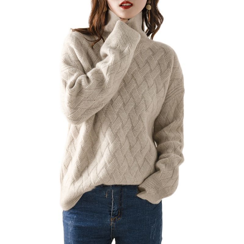Oversized turtleneck knit sweater for women | Elowen