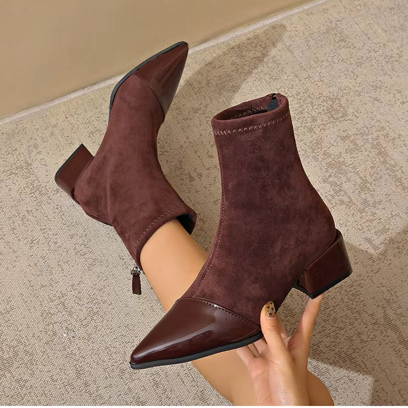 Refined ankle boots with block heel and modern accents for women | Selene