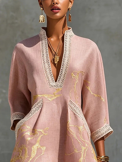 Petra | Women's V Neck Printed Mini Dress with Pockets