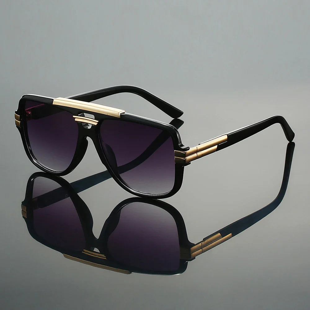 Oversized square aviator sunglasses with metal accents for men | Caelum