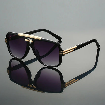 Oversized square aviator sunglasses with metal accents for men | Caelum