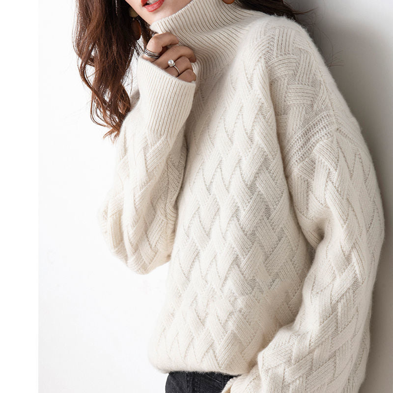 Oversized turtleneck knit sweater for women | Elowen