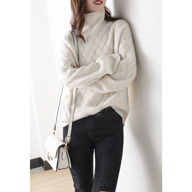 Oversized turtleneck knit sweater for women | Elowen