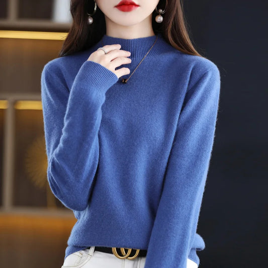 Seravia | Women's Ribbed Mock Neck Knit Sweater
