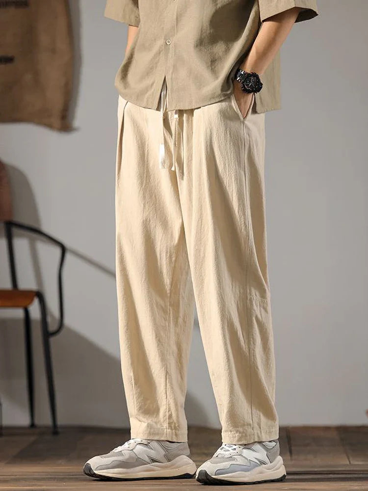 Relaxed drawcord straight leg pants for men | Solen