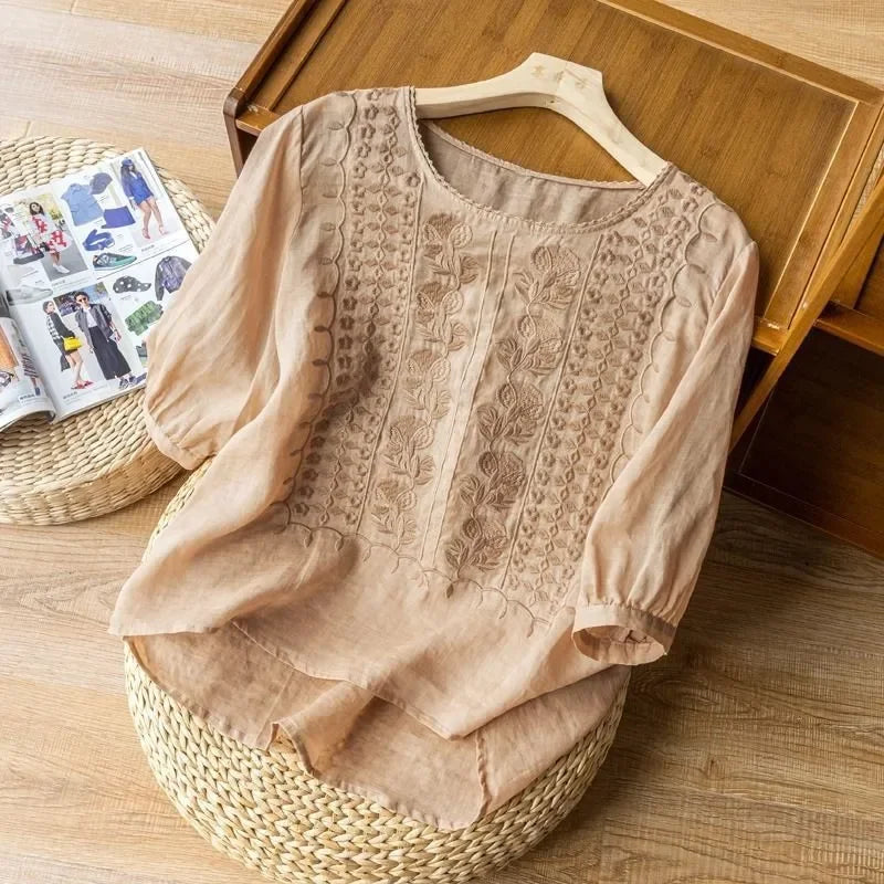 Flowing embroidered blouse for women | Celeste