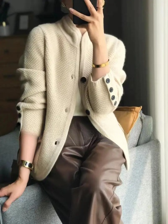 Timeless button-up cardigan with graceful fit for women | Elowen