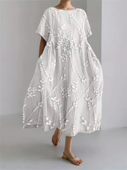 Elegant round neck loose flowing dress for women | Amanda