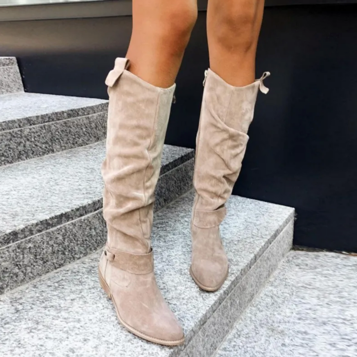 Charlotte | Women's High Tube Zip Low Heel Boot