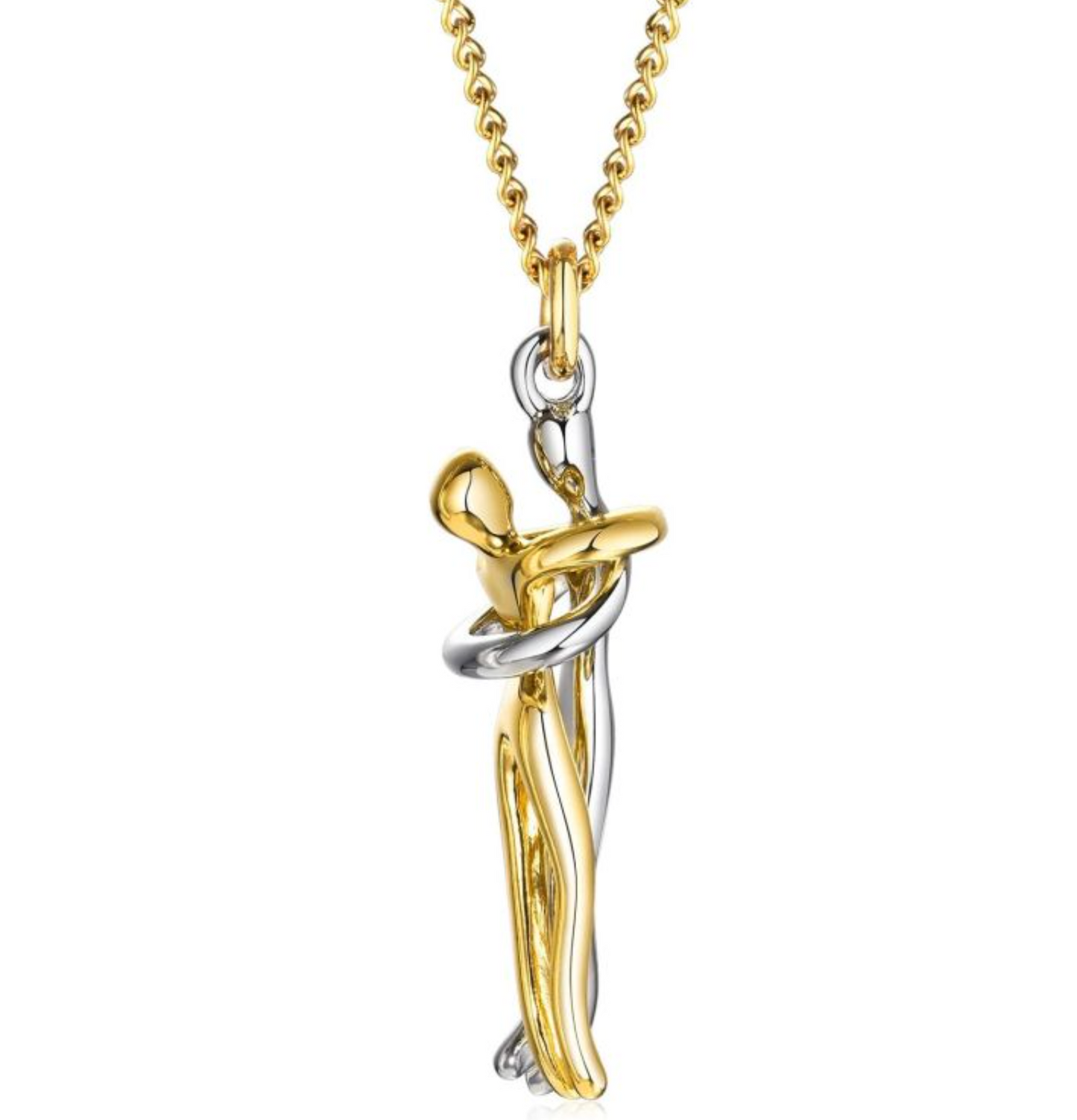 Classic gold and silver hug couple necklace for women