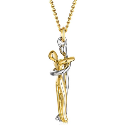 Classic gold and silver hug couple necklace for women