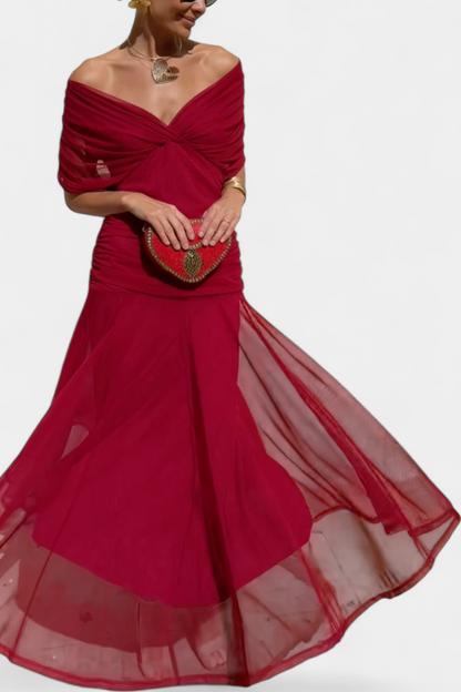 Long floral V-neck maxi dress for women | Vivian