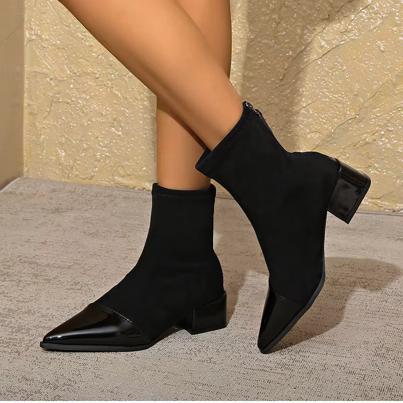 Refined ankle boots with block heel and modern accents for women | Selene