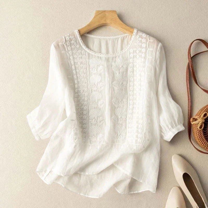 Flowing embroidered blouse for women | Celeste
