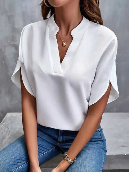 Elegant flowing V-neck blouse for women | Annemie
